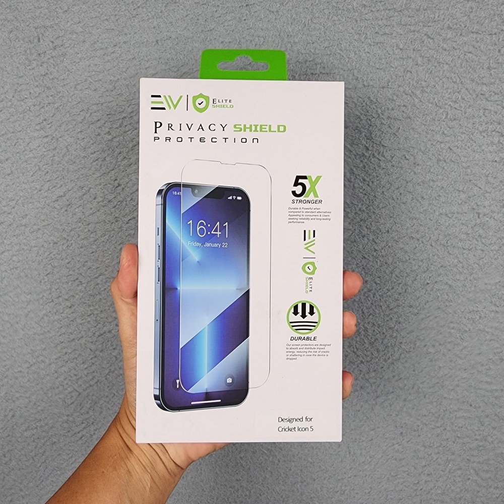 Elite Shield Privacy Screen Protector Cricket Icon 5 Clear Shockproof New